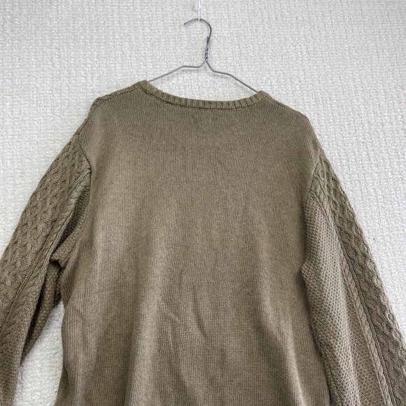 Buffalo David Bitton Sweater Mens L Brown / Beige 3D cable Knit Pullover Cozy - Picture 12 of 12
